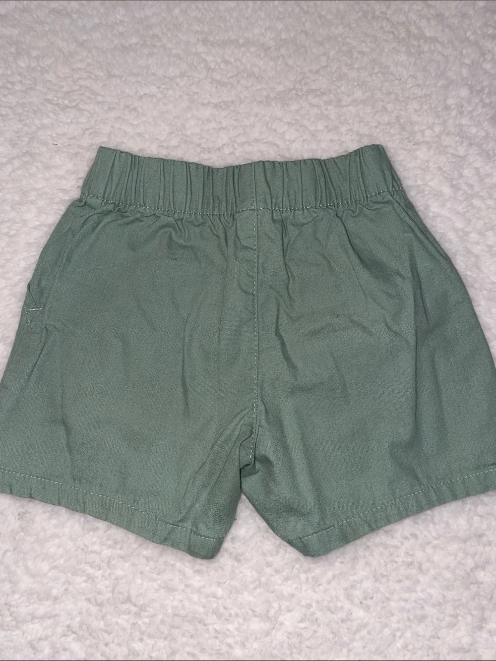 Carter's White Pineapple Button-Up Top with Sage Green Shorts
